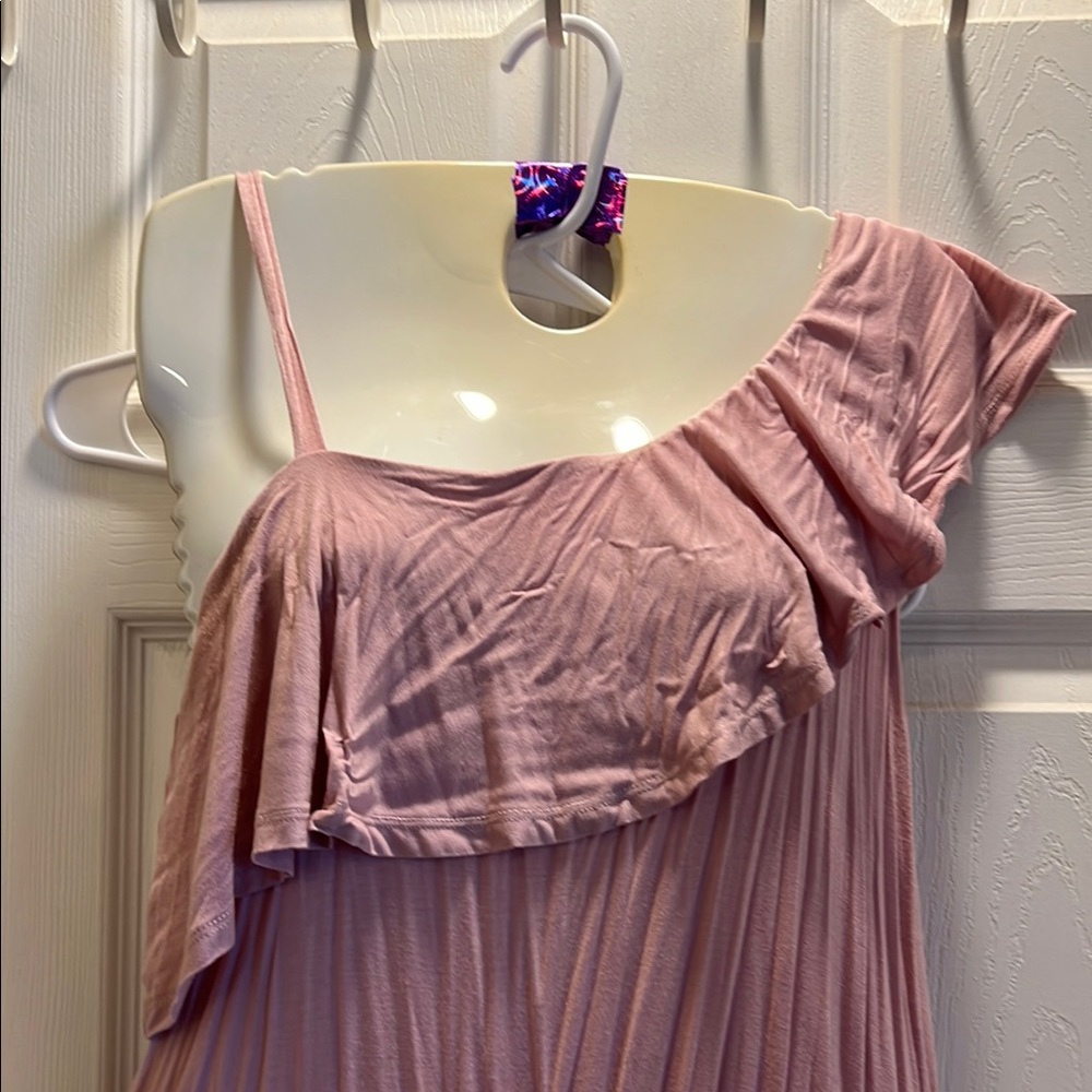 Pink One-Shoulder Ruffle Top - Picture 2 of 6